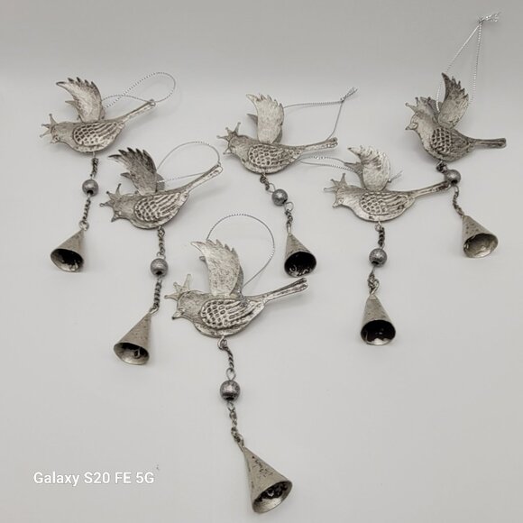 Metal Bird Bells Individual Wind Chimes or Ornaments Set of Six (6) - Picture 1 of 7